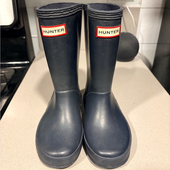Hunter Kids Navy Rain Boots Toddler Youth 10/11 - Picture 2 of 10